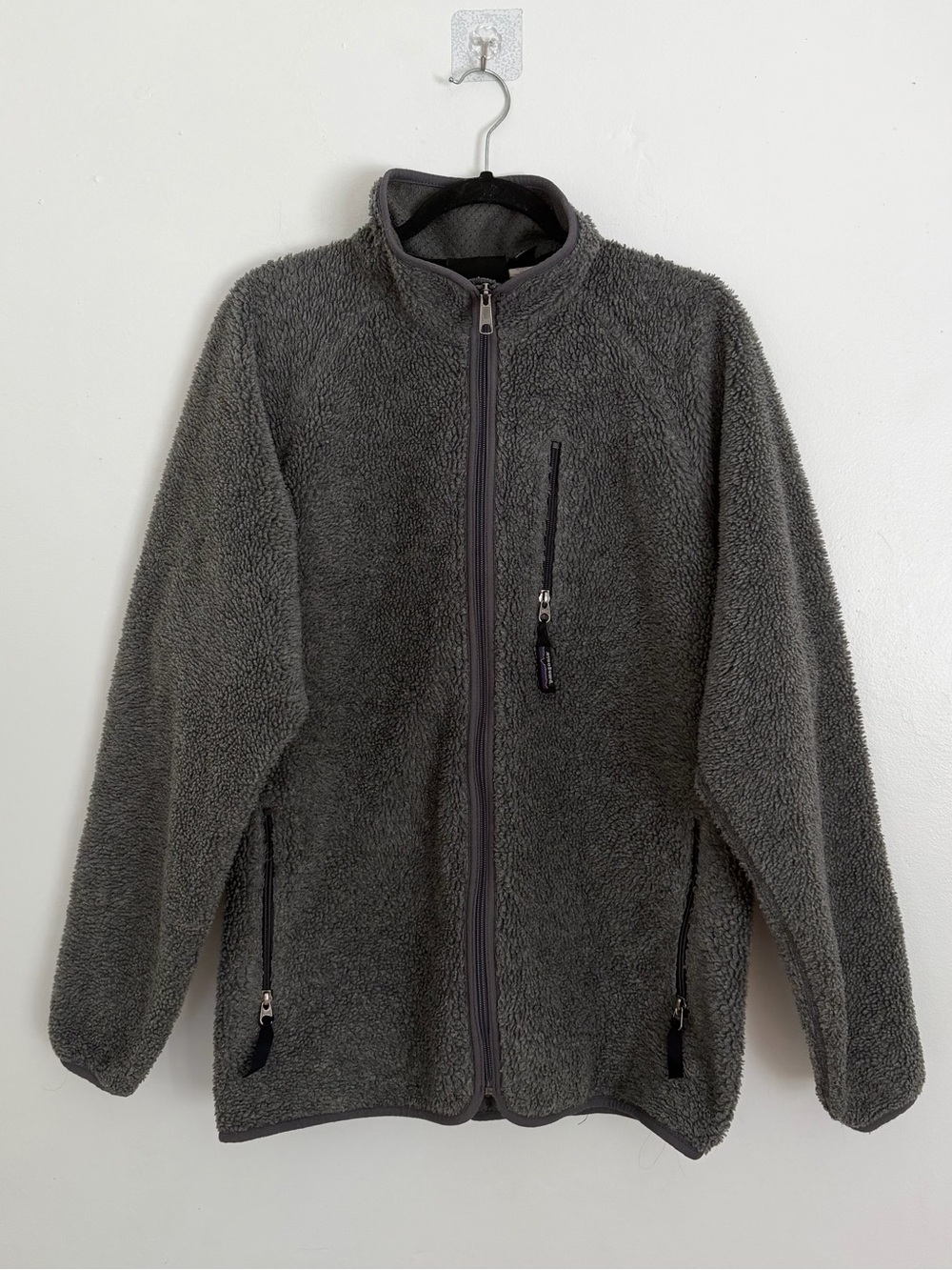 Vintage 90s Patagonia Grey Deep Pile Fleece Sherpa Full Zip Jacket